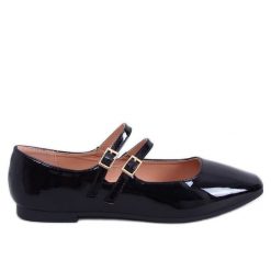 Baleriny lakierowane w stylu Mary Jane Liths Black czarne. Czarne baleriny bez wzorów, z lakierowanej skóry, bez obcasa, bez zapięcia. Za 83.35 zł.