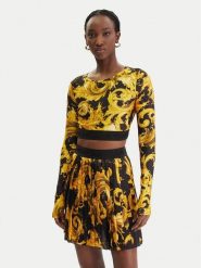 Versace Jeans Couture Bluzka 80HAH218 JS532 Czarny Slim Fit. Czarne bluzki Versace Jeans Couture, bez wzorów, z jeansu, bez kołnierzyka, bez ramiączek. Za 859.99 zł.