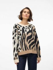 Vero Moda Sweter w kolorze jasnobrązowo-czarnym rozmiar: L. Brązowe swetry Vero Moda, l, bez wzorów, bez ramiączek. Za 145.26 zł.