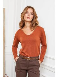 Joséfine Wełniany sweter "Abi" w kolorze rdzawoczerwonym rozmiar: S. Pomarańczowe swetry Joséfine, s, bez wzorów, z wełny, bez ramiączek. Za 124.95 zł.