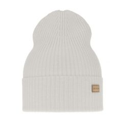 Czapka damska wiosenno - zimowa 100% wełniana merino Sophie - Biała. Białe czapki zimowe Molly, bez wzorów, z materiału. Za 69.90 zł.