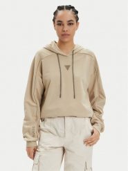 Guess Bluza W4GQ12 KBK32 Beżowy Regular Fit. Brązowe bluzy Guess, xxl, z aplikacjami, z syntetyku, bez kaptura. Za 259.99 zł.