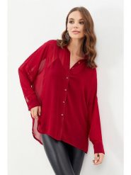 Milan Kiss Koszula - Comfort fit - w kolorze czerwonym rozmiar: M. Czerwone koszule Milan Kiss, m, bez wzorów, z asymetrycznym kołnierzem, bez ramiączek. Za 141.85 zł.