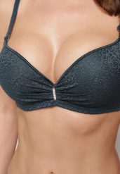 Ciemnozielony Biustonosz Full Cup Ozdobiony Koronką i Małą Zawieszką z Cyrkonii Nedolse. Zielone biustonosze Renee, z aplikacjami, z jeansu. W wyprzedaży za 35.99 zł.