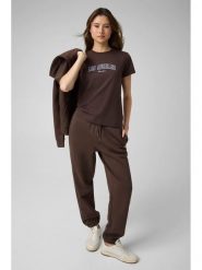Guess Jeans Spodnie materiałowe 167117 Brązowy. Brązowe spodnie materiałowe Guess Jeans, z aplikacjami, z jeansu. Za 299.99 zł.