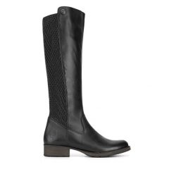 Kozaki Rieker. Czarne kozaki Rieker, bez wzorów, bez obcasa, na słupku, bez zapięcia. Za 423.99 zł.