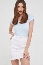 Answear Lab t-shirt damski. Niebieskie t-shirty Answear Lab, bez wzorów, z dzianiny, bez kołnierzyka, bez ramiączek. Za 49.99 zł.