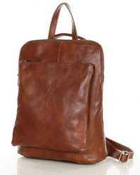 Elegancki plecak damski skórzany premium MARCO MAZZINI brązowy PL66c. Brązowe plecaki bez wzorów, z bawełny, bez dodatków. Za 599.00 zł.