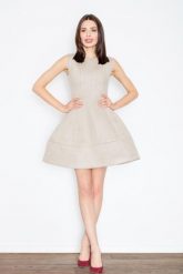 Szykowna Beżowa Sukienka Typu Princeska. Brązowe sukienki Figl, l, bez wzorów, z elastanu, eleganckie, bez kołnierzyka, bez ramiączek. Za 269.00 zł.