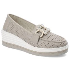 Szare Półbuty Artiker Eleganckie Obuwie Damskie Na Koturnie. Szare półbuty wsuwane Artiker, bez wzorów, z materiału, biznesowe, bez obcasa, na koturnie. Za 179.99 zł.