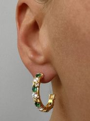 Les Petites Précieuses Pozłacane kolczyki-półkreole z cyrkoniami rozmiar: onesize. Zielone kolczyki Les Petites Précieuses, z cyrkonią, pozłacane. Za 201.08 zł.