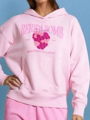 Bluza z nadrukiem - różowy. Czerwone bluzy Sinsay, l, bez wzorów, bez kaptura. Za 59.99 zł.