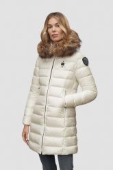 BLAUER Biała damska kurtka Kristin Raincoat Long Jackets. Białe kurtki Blauer USA, bez wzorów, z poliamidu, bez kaptura. W wyprzedaży za 1,299.99 zł.