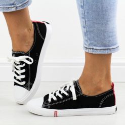 Czarne trampki damskie Big Star Ff274085. Czarne trampki BIG STAR, bez wzorów, z tkaniny, retro, bez zapięcia. Za 99.00 zł.