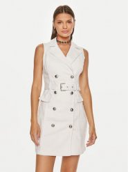 Guess Sukienka koktajlowa W4YK92 D5EZ0 Biały Slim Fit. Białe sukienki Guess, xxl, z aplikacjami, z bawełny, wizytowe, bez kołnierzyka, bez ramiączek. Za 379.99 zł.