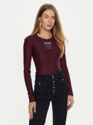Versace Jeans Couture Body 77HAM221 Bordowy Slim Fit. Czerwone body i gorsety Versace Jeans Couture, bez wzorów, z jeansu, bez ramiączek. Za 379.99 zł.