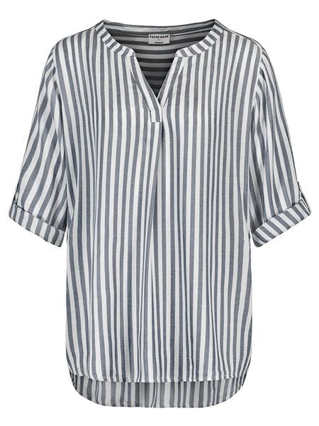 Fresh Made Bluzka w kolorze granatowo-białym rozmiar: M. Białe bluzki Fresh Made, m, bez wzorów, z wiskozy, bez kołnierzyka, bez ramiączek. Za 78.66 zł.