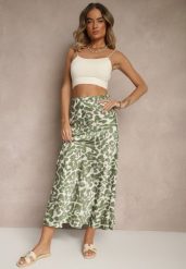 Zielono-Beżowa Panterkowa Spódnica z Wiskozy High Waist Fevirellea. Zielone spódnice Renee, na co dzień, m, bez wzorów, z wiskozy, eleganckie, maxi, dopasowane. W wyprzedaży za 43.99 zł.
