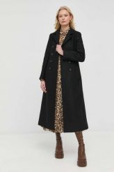 Red Valentino płaszcz wełniany kolor czarny przejściowy dwurzędowy. Czarne płaszcze Red Valentino, bez wzorów, z wełny, klasyczne, bez kaptura. W wyprzedaży za 3,089.90 zł.