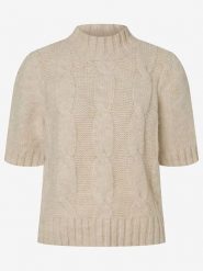 More & More Sweter w kolorze kremowym rozmiar: 42. Brązowe swetry More & More, bez wzorów, z wełny, bez ramiączek. Za 114.71 zł.