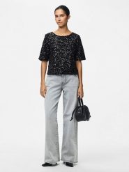 Pieces Top "Kam" w kolorze czarnym rozmiar: S. Czarne topy Pieces, s, bez wzorów, bez kołnierzyka, bez ramiączek. Za 113.99 zł.