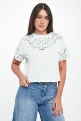 T-shirt damski ażurowy TWINSET. T-shirty Twinset Milano, s, w ażurowe wzory, bez kołnierzyka, bez ramiączek. Za 649.00 zł.