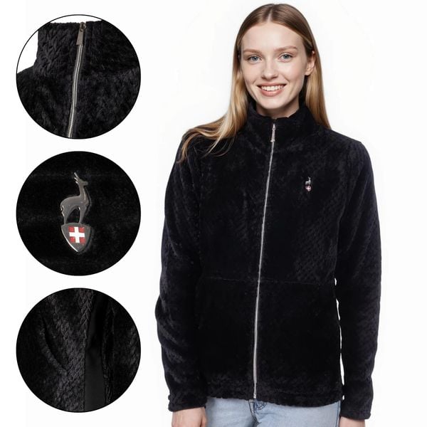 Bluza polarowa damska AULP BECCO Rozpinana z kołnierzem. Czarne bluzy bez kaptura Aulp, bez wzorów, z polaru, trekkingowe. W wyprzedaży za 179.99 zł.