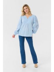 Kaffe Bluzka w kolorze błękitnym rozmiar: 46. Niebieskie bluzki Kaffe, bez wzorów, bez kołnierzyka, bez ramiączek. Za 118.28 zł.