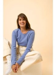 Just Cashmere Kaszmirowy sweter "Joyce" w kolorze błękitnym rozmiar: M. Niebieskie swetry Just Cashmere, m, bez wzorów, z kaszmiru, bez ramiączek. Za 590.20 zł.