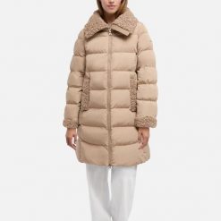Kurtka GEOX W VILDE Jasnobrązowy. Brązowe kurtki Geox, bez wzorów, z tkaniny, bez kaptura. Za 655.99 zł.