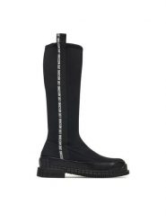 LOVE MOSCHINO Kozaki JA26103G1PIM400A Czarny. Czarne kozaki Love Moschino, bez wzorów, z materiału, bez obcasa, na płaskiej podeszwie, bez zapięcia. Za 1,099.00 zł.