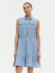 Gaudi Sukienka jeansowa 511BD16002 Niebieski Regular Fit. Niebieskie sukienki Gaudi, l, bez wzorów, z bawełny, bez kołnierzyka, bez ramiączek. Za 419.99 zł.