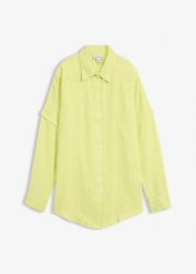 Koszula oversize z przewiewnego muślinu. Żółte koszule bonprix, bez wzorów, z bawełny, bez kołnierzyka, bez ramiączek. Za 37.99 zł.
