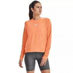 Bluza damska Under Armour Rival Terry Crew. Szare bluzy Under Armour, bez wzorów, bez kaptura. Za 149.99 zł.