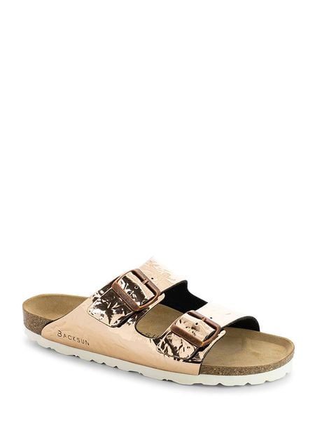 BACKSUN Klapki "Bali" w kolorze złotym rozmiar: 40. Żółte klapki Backsun, bez wzorów, klasyczne, z otwartym noskiem, bez obcasa, bez zapięcia. Za 136.78 zł.