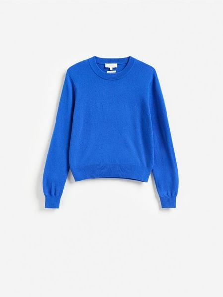 Sweter z wełny merino - niebieski. Niebieskie swetry Reserved, l, bez wzorów, z wełny, bez ramiączek. Za 199.99 zł.