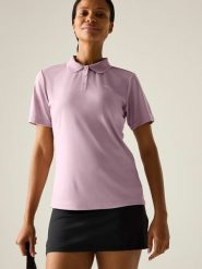 Regatta Funkcyjna koszulka polo "Botanna" w kolorze fioletowym rozmiar: 52. Różowe t-shirty sportowe Regatta, bez wzorów, z materiału, bez ramiączek, outdoorowe. Za 56.79 zł.