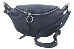Saszetka nerka skórzana damska - Granatowa. Niebieskie nerki i saszetki Barberinis, bez wzorów, z lakierowanej skóry, klasyczne, małe, bez dodatków. Za 167.99 zł.