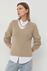 Marc O'Polo sweter bawełniany damski kolor beżowy. Brązowe swetry Marc O'Polo, l, bez wzorów, z bawełny, bez ramiączek. Za 469.99 zł.