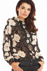Wzorzysta Bluza z Kapturem - Brązowa. Brązowe bluzy Awama, l, bez wzorów, z materiału, z kapturem. Za 219.90 zł.