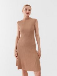 Guess Sukienka dzianinowa W3YK20 Z2U00 Beżowy Slim Fit. Brązowe sukienki Guess, xs, z aplikacjami, z dzianiny, bez kołnierzyka, bez ramiączek. Za 299.99 zł.