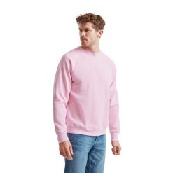 Bluza Fruit Of The Loom Classic Raglan Adult Pink Claro. Białe bluzy fruit of the loom, s, bez wzorów, z bawełny, klasyczne, bez ramiączek, bez kaptura. Za 151.99 zł.