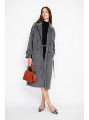 ASSUILI Płaszcz przejściowy w kolorze szarym rozmiar: 38. Szare płaszcze Assuili, bez wzorów, z tkaniny, klasyczne, bez kaptura. Za 480.90 zł.