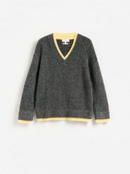 Sweter z dodatkiem wełny - szary. Szare swetry Reserved, l, bez wzorów, z dzianiny, bez ramiączek. Za 179.99 zł.