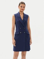 Guess Sukienka koktajlowa W4YK25 KBJP2 Granatowy Regular Fit. Niebieskie sukienki Guess, xs, z aplikacjami, z wiskozy, wizytowe, bez kołnierzyka, bez ramiączek. Za 329.99 zł.