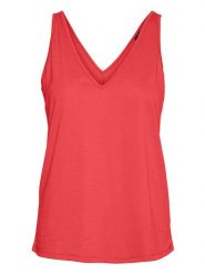 Vero Moda Top w kolorze czerwonym rozmiar: S. Czerwone topy Vero Moda, s, bez wzorów, bez kołnierzyka, bez ramiączek. Za 28.58 zł.