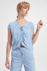 Bluzka damska jedwabna Ocean MARELLA MONOCHROME. Bluzki Marella, bez wzorów, z jedwabiu, bez kołnierzyka, bez ramiączek. W wyprzedaży za 376.35 zł.