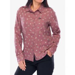 Koszula podróżnicza damska Columbia Silver Ridge Utility Patterned LS Shirt. Czerwone koszule Columbia, bez wzorów, sportowe, bez kołnierzyka, bez ramiączek. Za 251.99 zł.