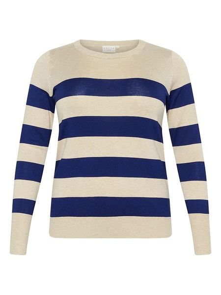 KAFFE curve Sweter w kolorze kremowo-granatowym rozmiar: XL. Brązowe swetry KAFFE curve, xl, bez wzorów, bez ramiączek. Za 69.99 zł.