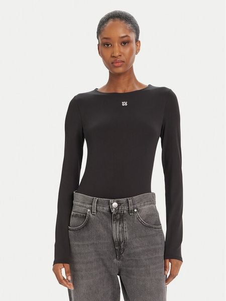 HUGO Bluzka Dasiia 50545208 Czarny Slim Fit. Czarne bluzki Hugo, xl, bez wzorów, z syntetyku, bez kołnierzyka, bez ramiączek. Za 319.99 zł.